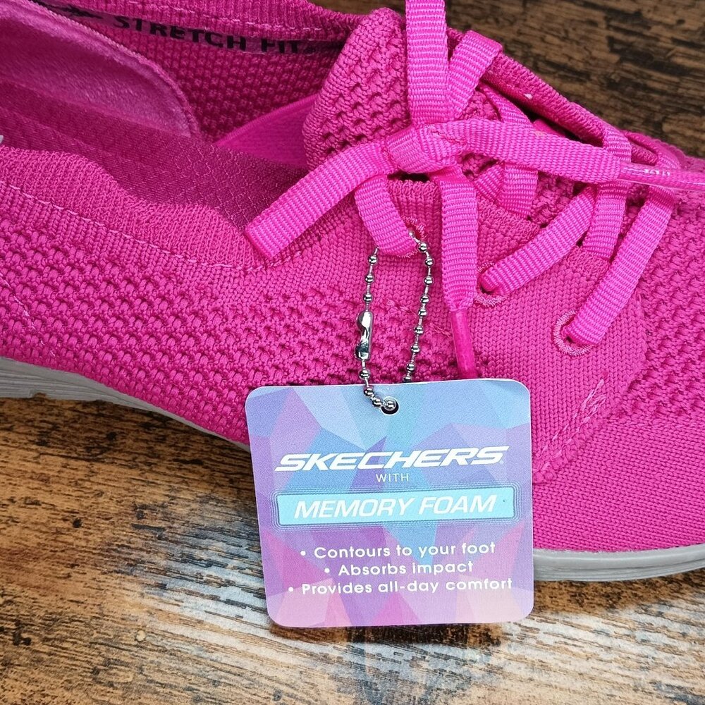 SKECHERS New Womens 6 SEAGER Sneakers Memory Foam Stretch Fit Lace Up Hot Pink
